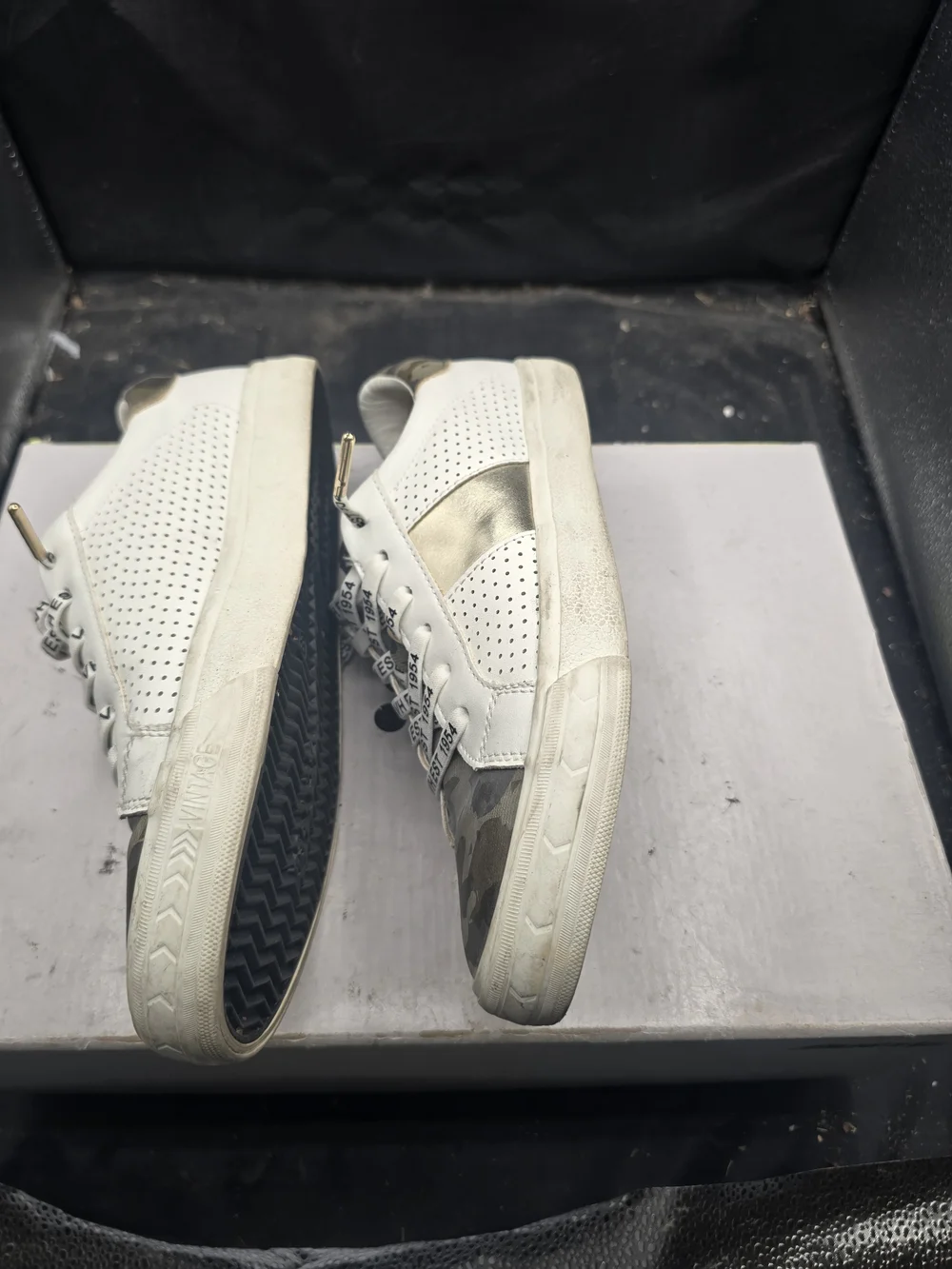 Vintage Havana White and Olive Camo Low-Top Sneakers